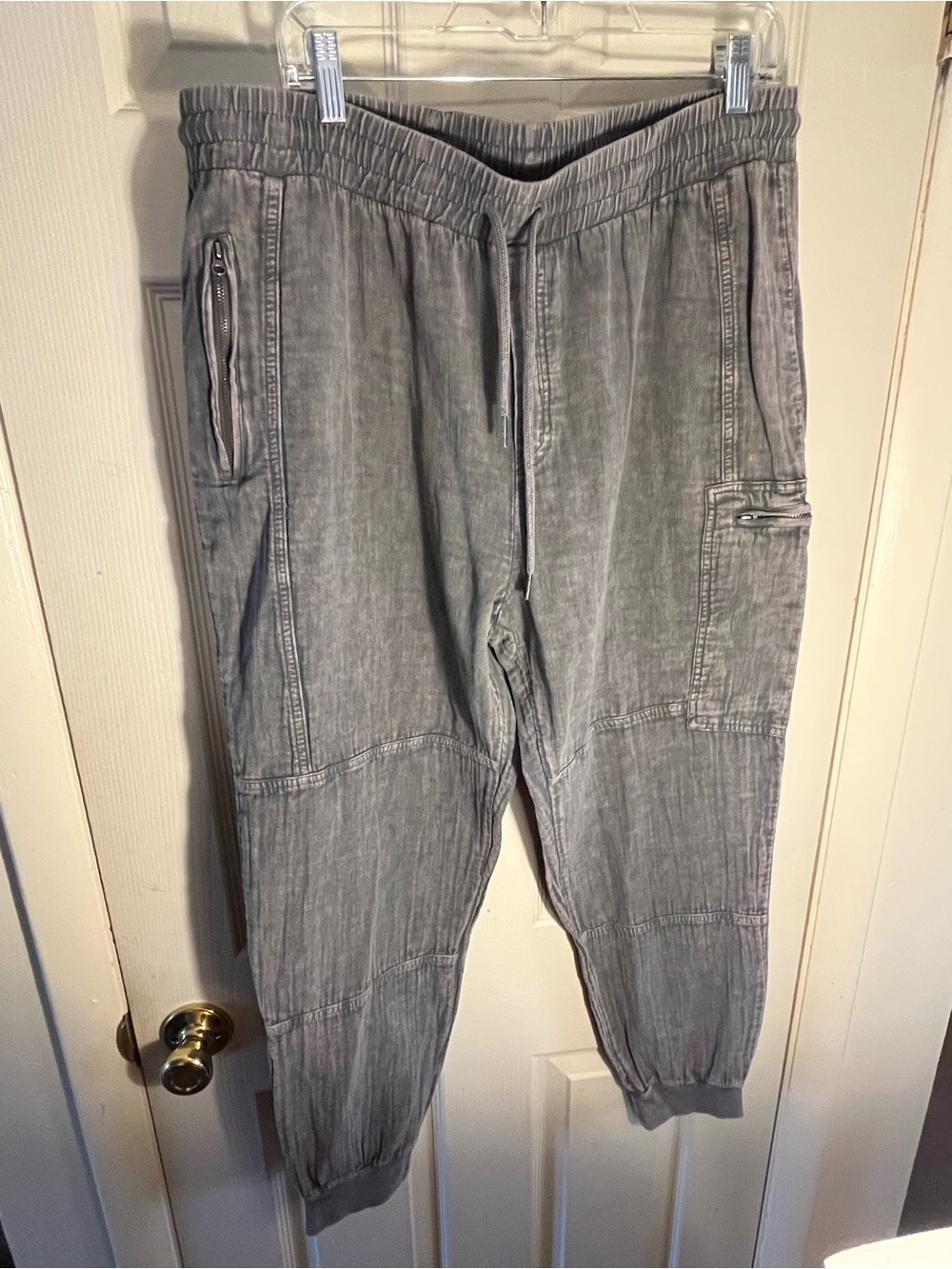 Hello Nite Hudson Seamed Zip Utility Joggers Wash Gray Lounge Pants Large